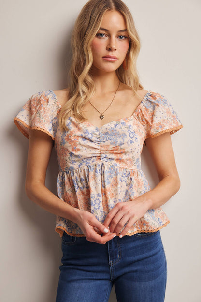 Floral Ruched Blouse