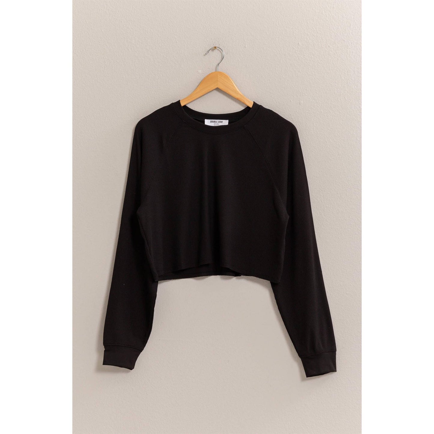 Black Raglan-Sleeve Crop Top
