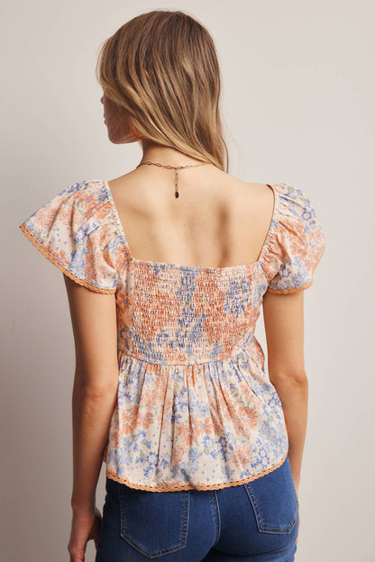 Floral Ruched Blouse