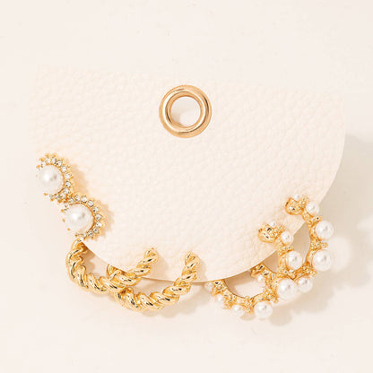 Gold Assorted Studded Hoop Earrings Set