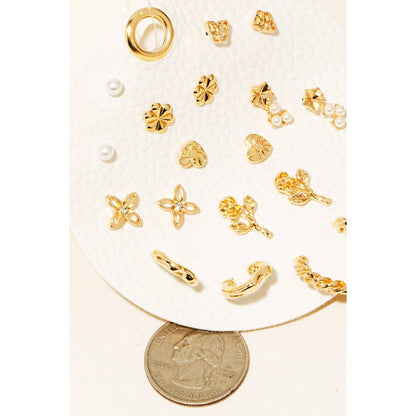 Silver Mixed Hoop And Stud Earrings Set