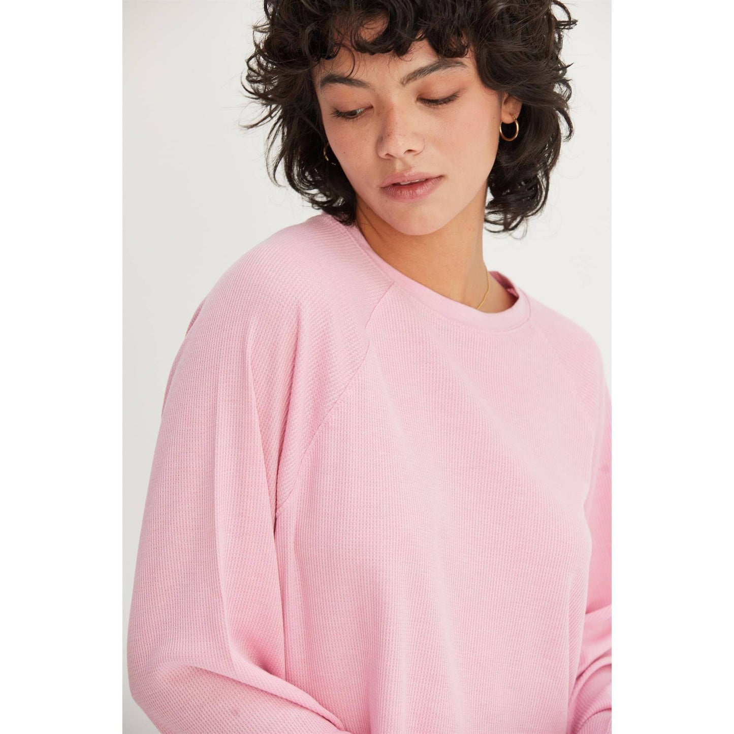 Pink Raglan-Sleeve Crop Top
