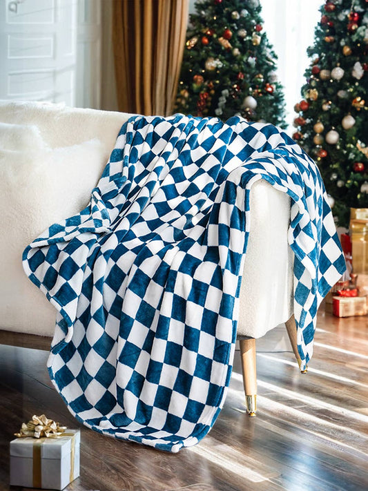 Blue Checkerboard Throw Blanket
