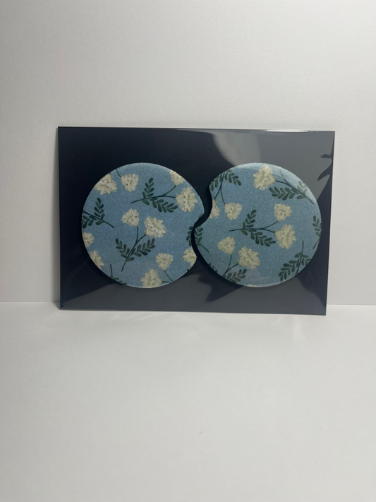 Simple White Flower - Car Coaster image 0