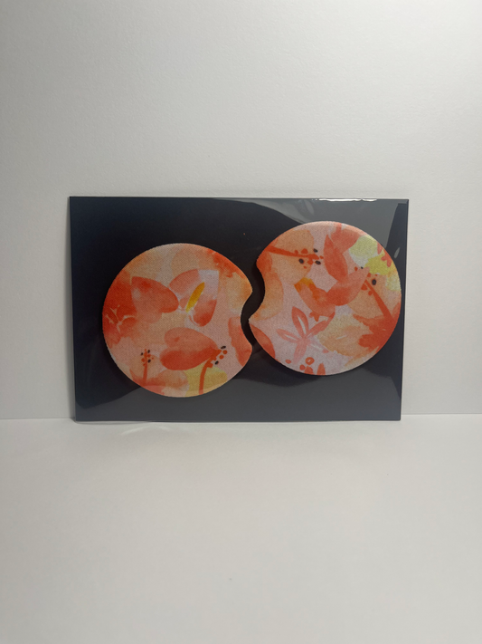 Pink Floral - Car Coaster image 0