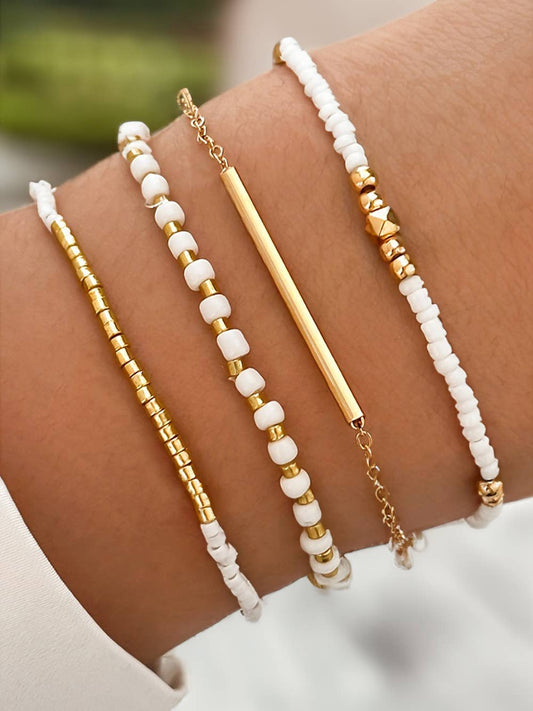 Tiny Beaded Multi Layer Bracelet Set