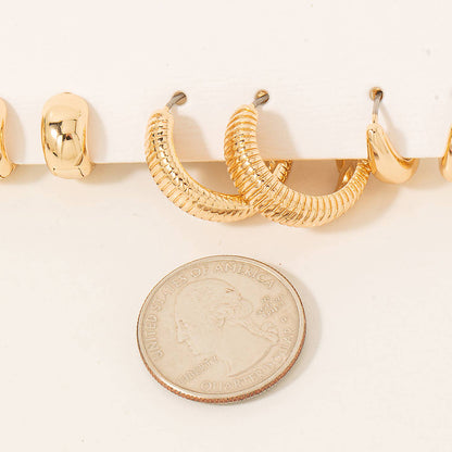 Assorted 3Pc Gold Hoop Earrings Set