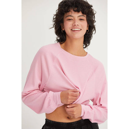 Pink Raglan-Sleeve Crop Top