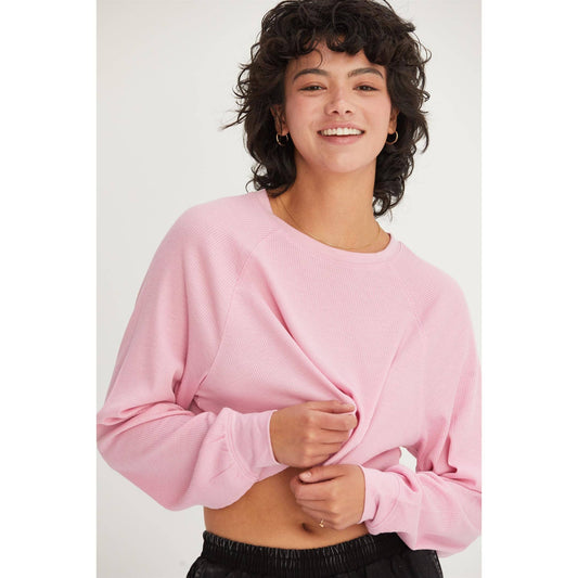 Pink Raglan-Sleeve Crop Top