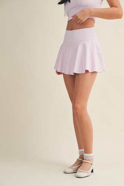 Gingham Print Mini Skort