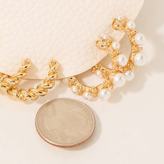 Gold Assorted Studded Hoop Earrings Set