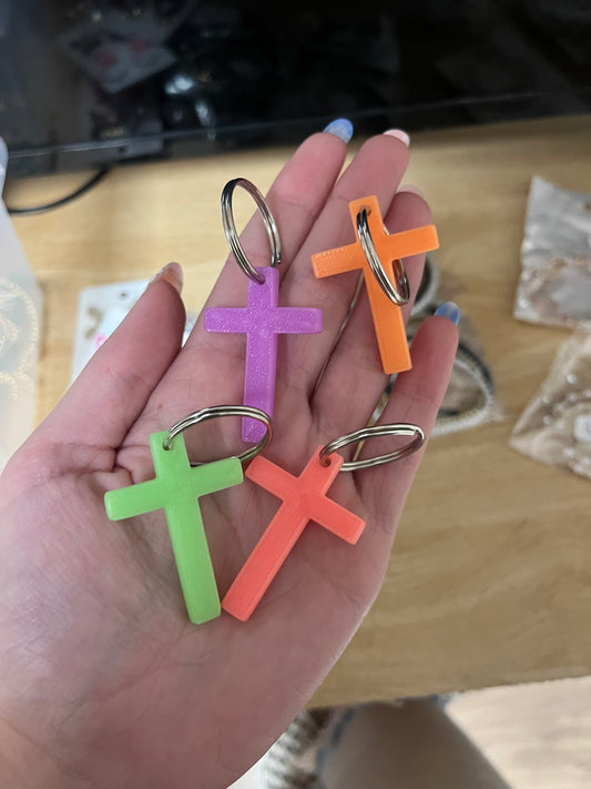 Glow In The Dark Cross Keychain