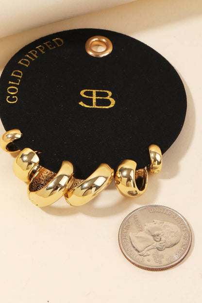 Gold Dipped Assorted Hoop Earrings Set