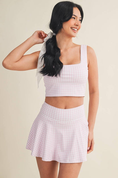 Gingham Print Crop Tank