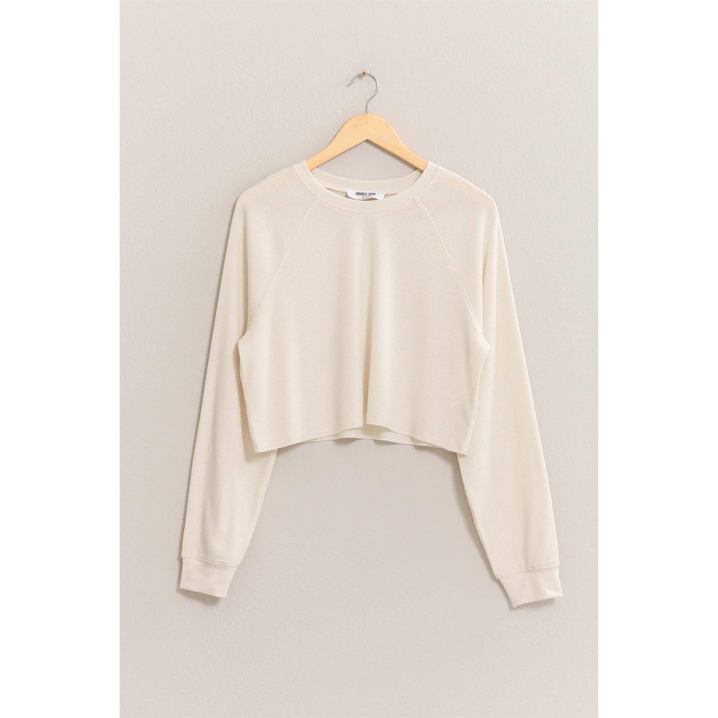 Cream Raglan-Sleeve Crop Top