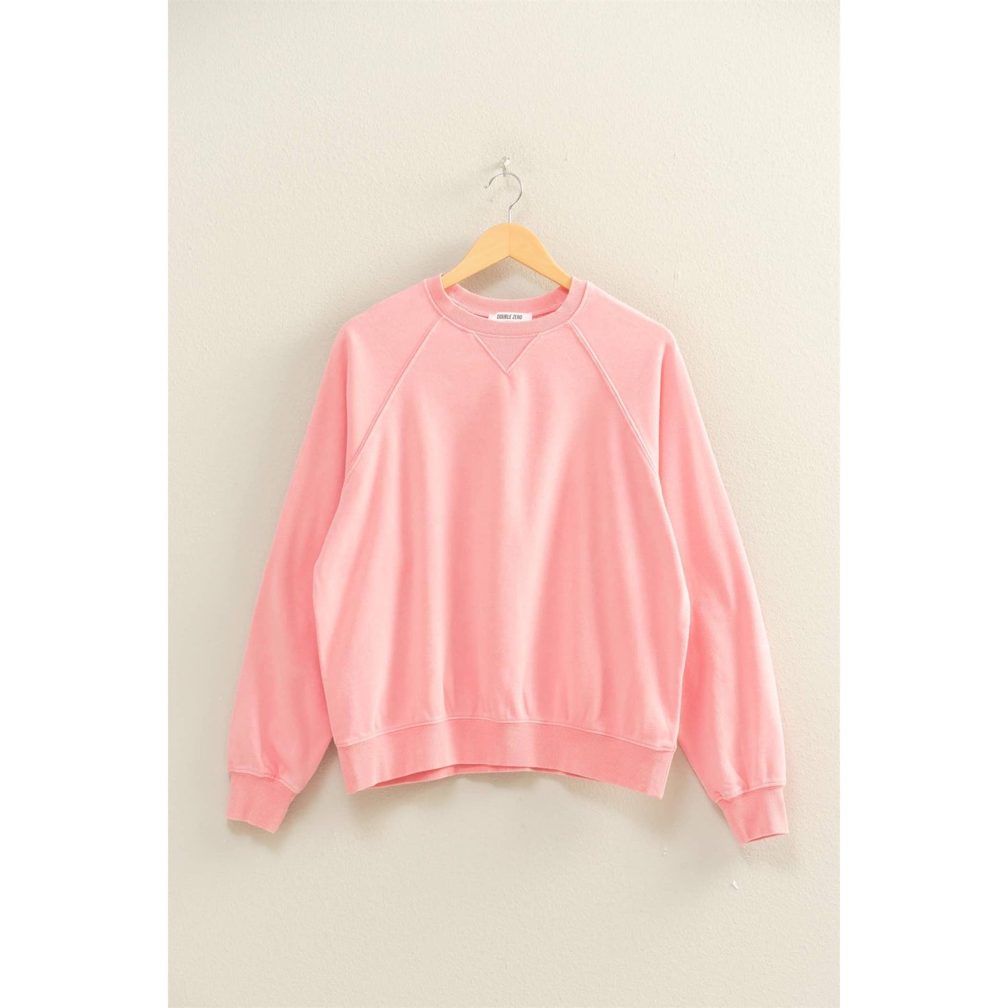 Pink Mineral Washed Crew Neck Raglan Sleeve Sweatshirt