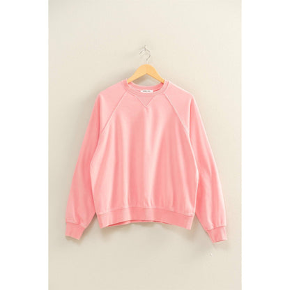 Pink Mineral Washed Crew Neck Raglan Sleeve Sweatshirt