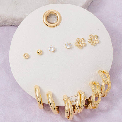 Assorted Hoop And Stud Earrings Set