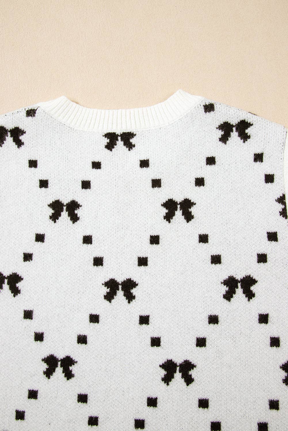 White Bow Cropped Sweater Vest