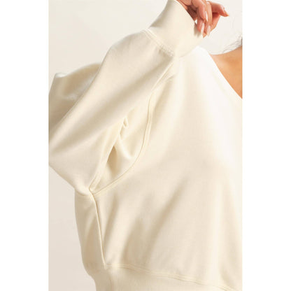 Cream - Ribbed Relaxed Fit Sweatshirt