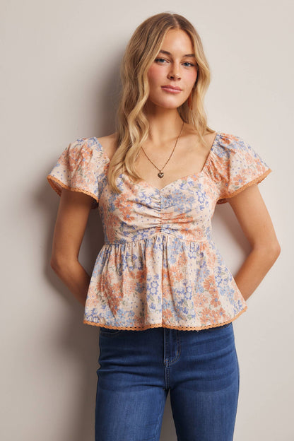 Floral Ruched Blouse
