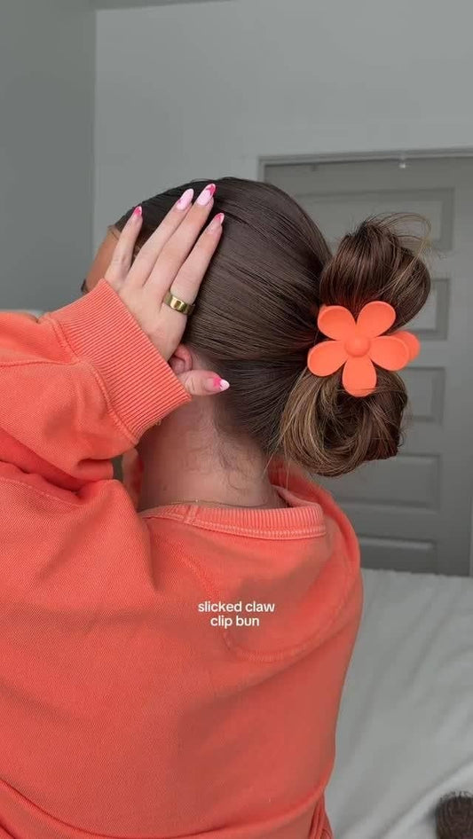 Pumpkin Orange Flower Claw Clip