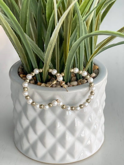 "Golden Shimmer" Pearl Hoops
