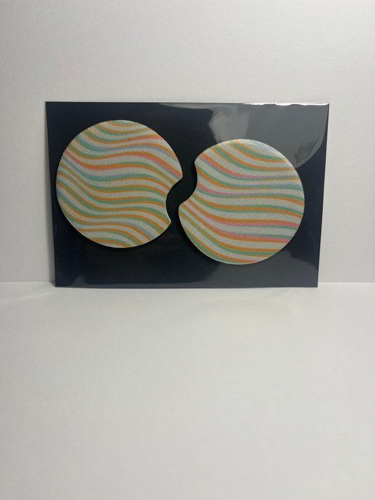 Colorful Stripes - Car Coaster image 0