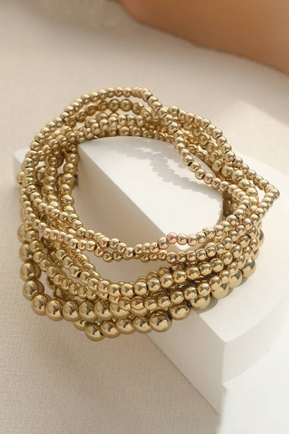 Gold Beaded Bracelet Set of 7
