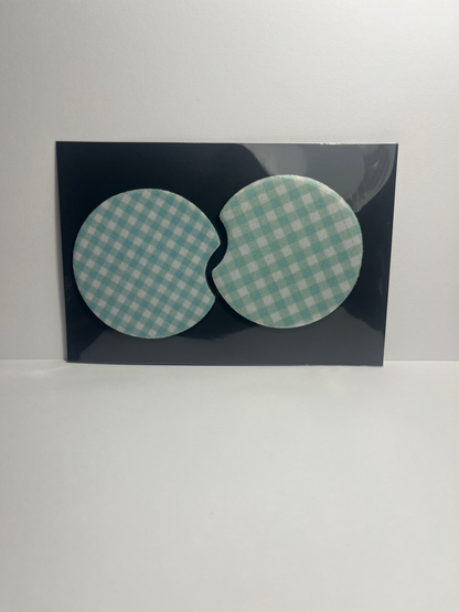 Blue Checkered - Car Coaster image 0