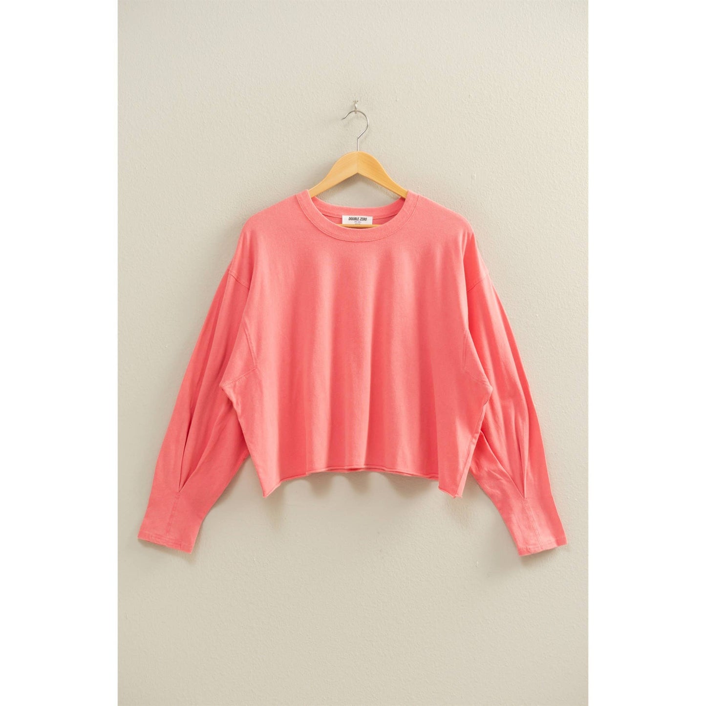 Pink Washed Oversized Long Sleeve Top
