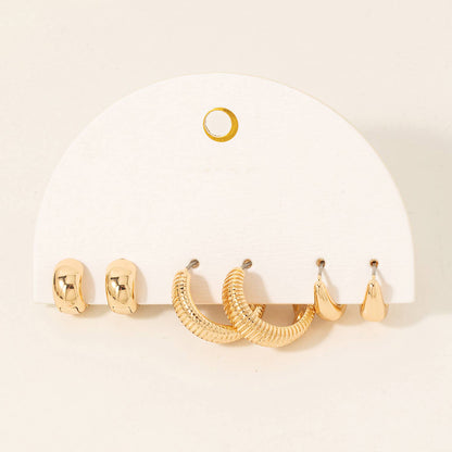 Assorted 3Pc Gold Hoop Earrings Set