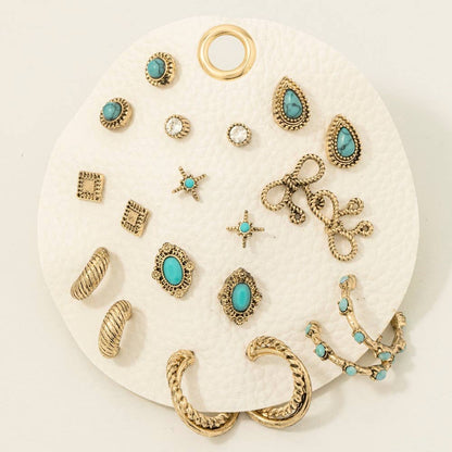 Gold Assorted Antique Western Boho Earrings Set