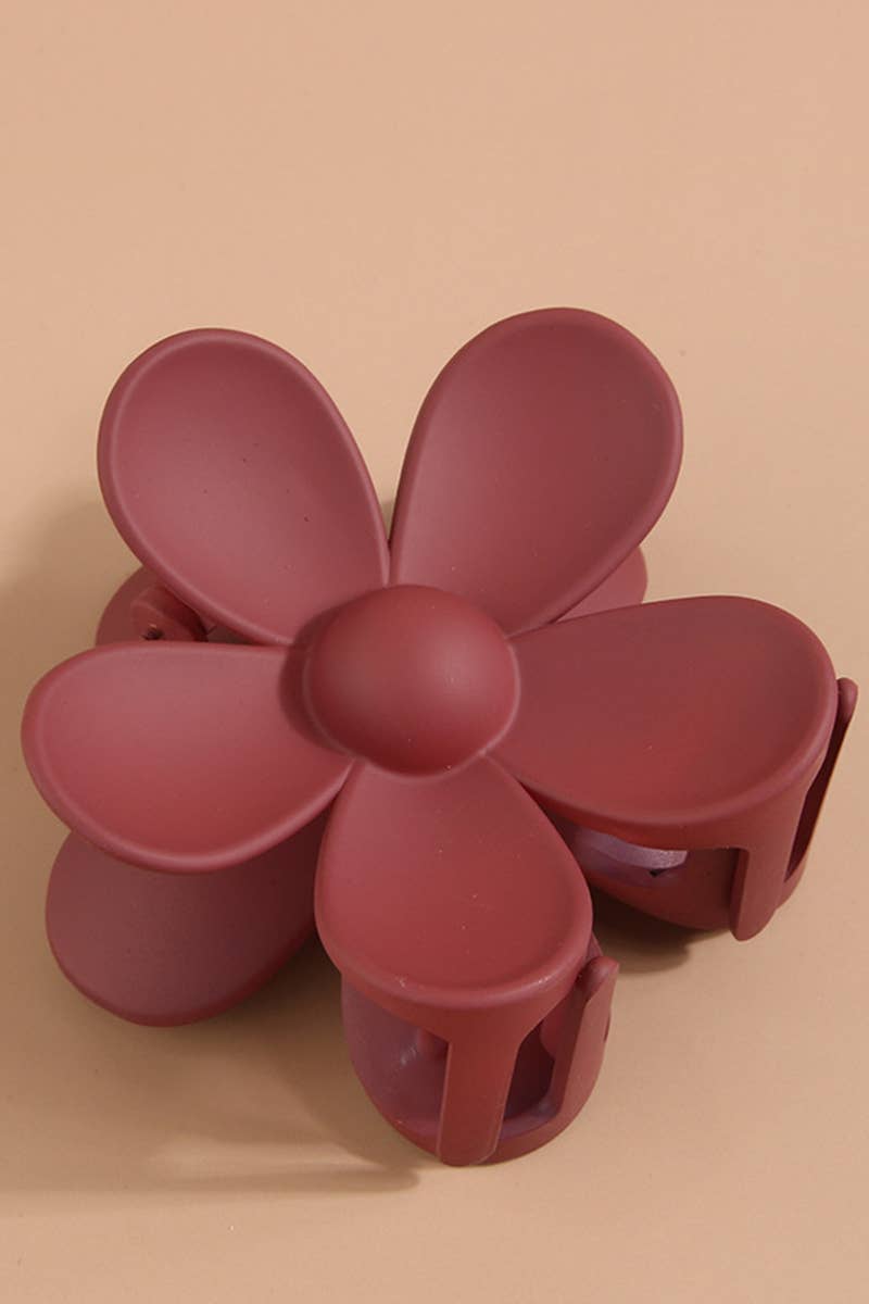 Wine Red Flower Claw Clip