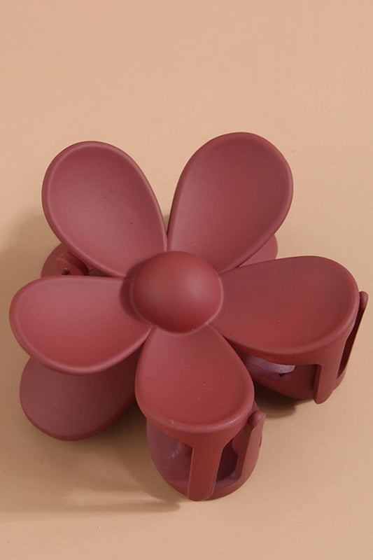 Wine Red Flower Claw Clip