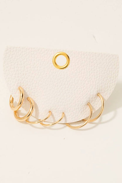 Gold 3Pc Dainty Tube Hoop Earrings Set