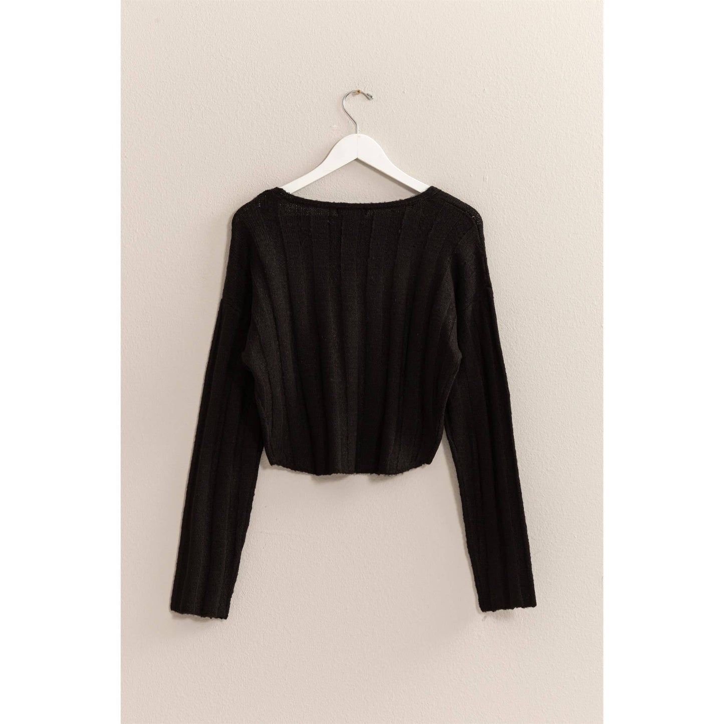 Black Cropped Sweater Top