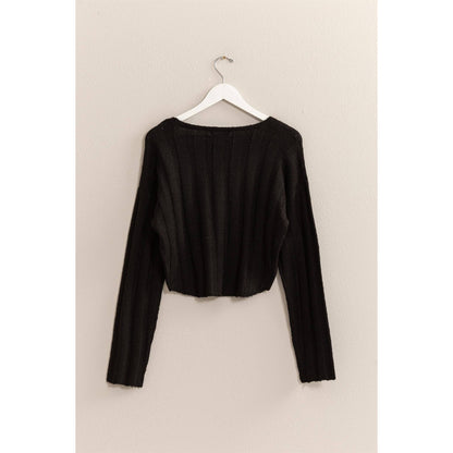 Black Cropped Sweater Top