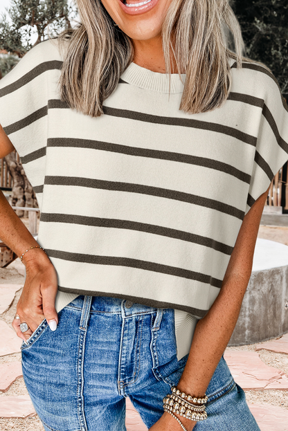 Black Stripe Crewneck Sweater