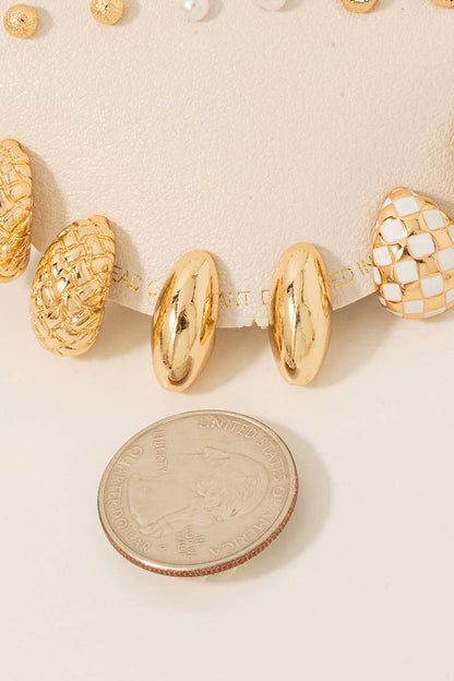 Gold Mixed Huggie And Stud Earrings Set