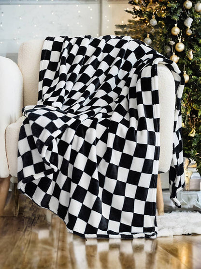 Black Checkerboard Throw Blanket